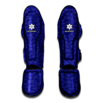 Deep Blue Knitted Pattern Print Muay Thai Shin Guard