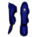 Deep Blue Knitted Pattern Print Muay Thai Shin Guard