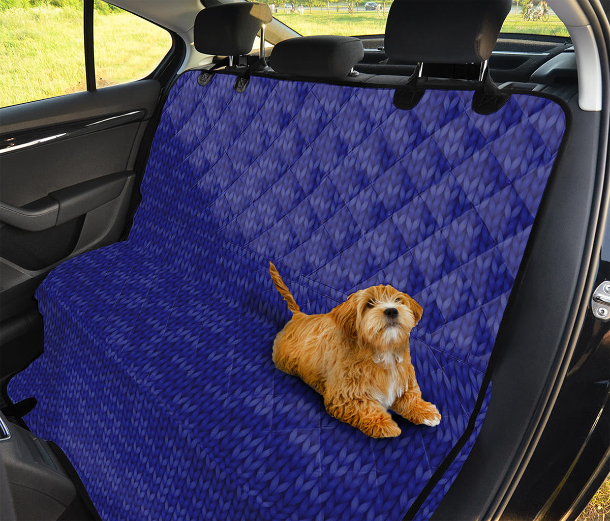 Deep Blue Knitted Pattern Print Pet Car Back Seat Cover