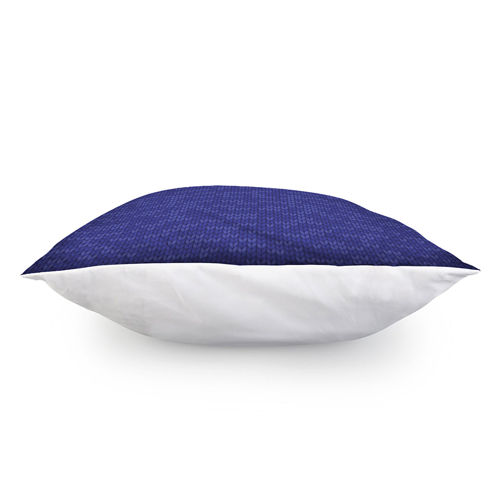 Deep Blue Knitted Pattern Print Pillow Cover