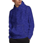Deep Blue Knitted Pattern Print Pullover Hoodie