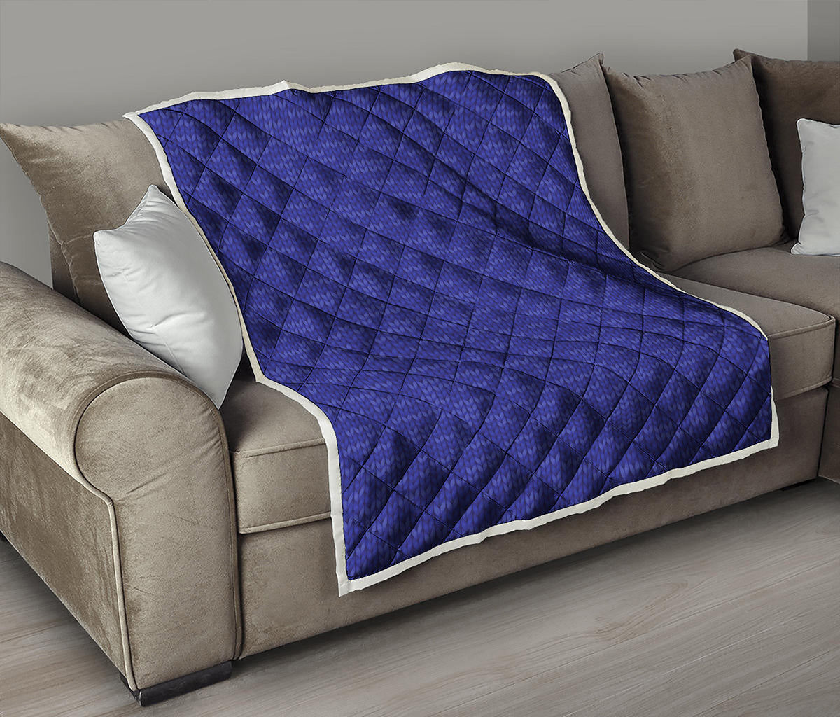 Deep Blue Knitted Pattern Print Quilt