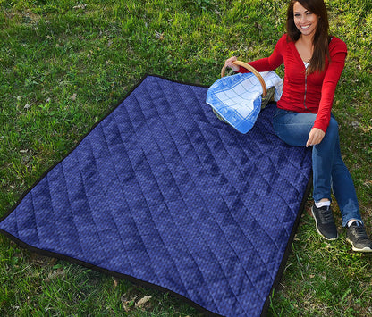 Deep Blue Knitted Pattern Print Quilt