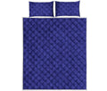 Deep Blue Knitted Pattern Print Quilt Bed Set