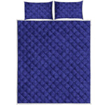 Deep Blue Knitted Pattern Print Quilt Bed Set