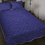 Deep Blue Knitted Pattern Print Quilt Bed Set