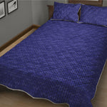 Deep Blue Knitted Pattern Print Quilt Bed Set