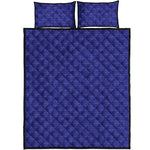 Deep Blue Knitted Pattern Print Quilt Bed Set