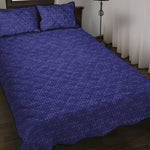 Deep Blue Knitted Pattern Print Quilt Bed Set