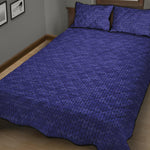 Deep Blue Knitted Pattern Print Quilt Bed Set