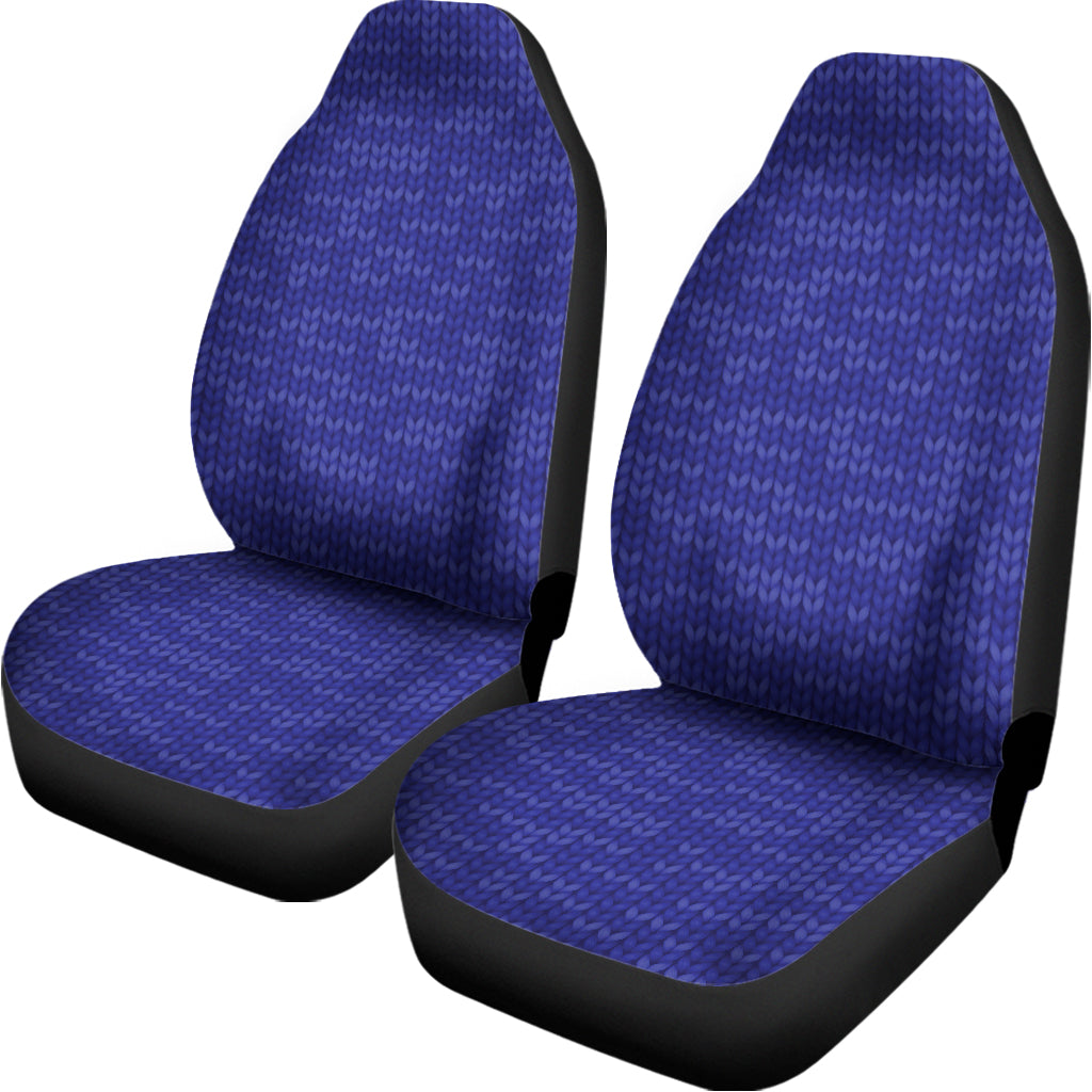 Deep Blue Knitted Pattern Print Universal Fit Car Seat Covers