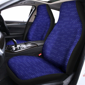 Deep Blue Knitted Pattern Print Universal Fit Car Seat Covers