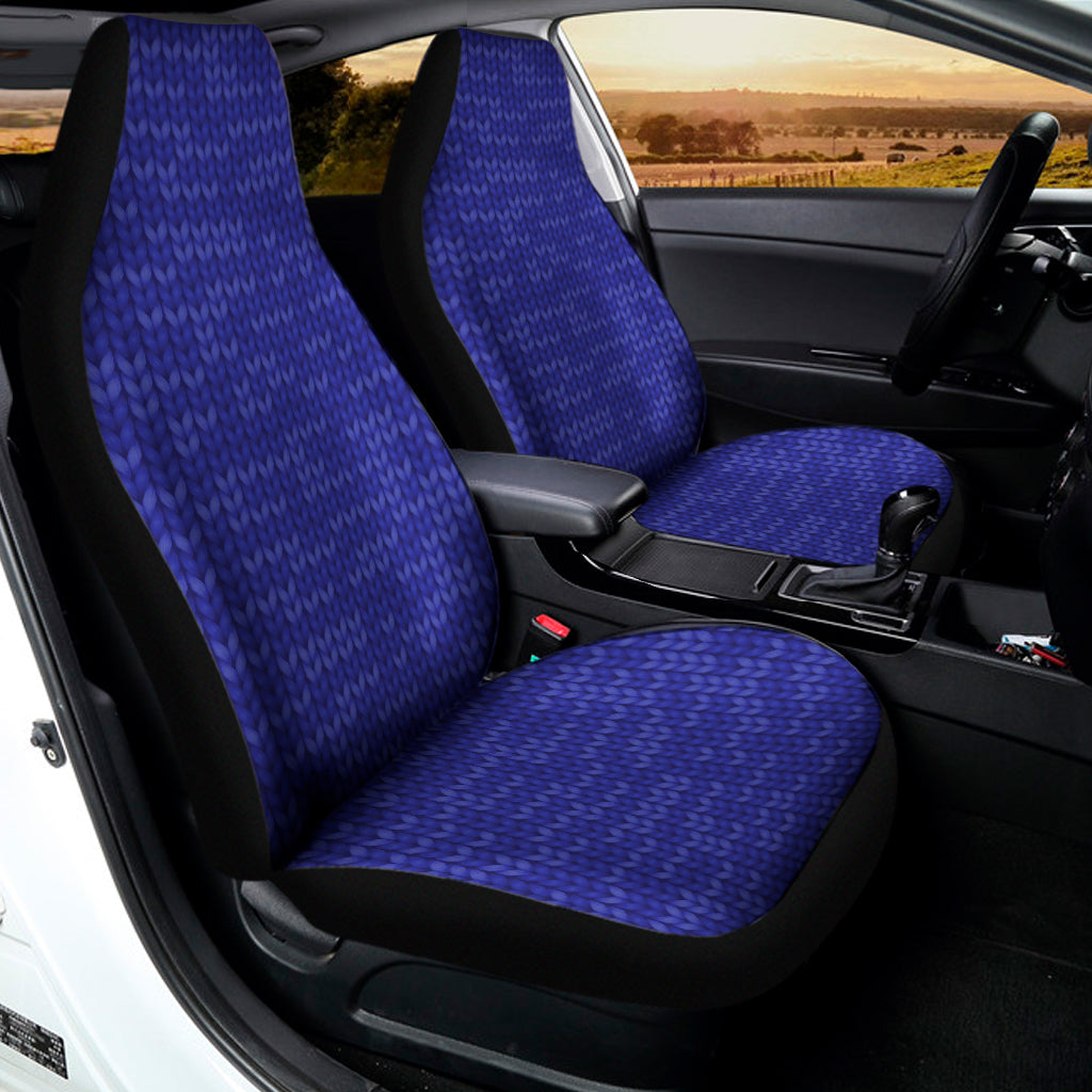 Deep Blue Knitted Pattern Print Universal Fit Car Seat Covers