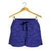 Deep Blue Knitted Pattern Print Women's Shorts