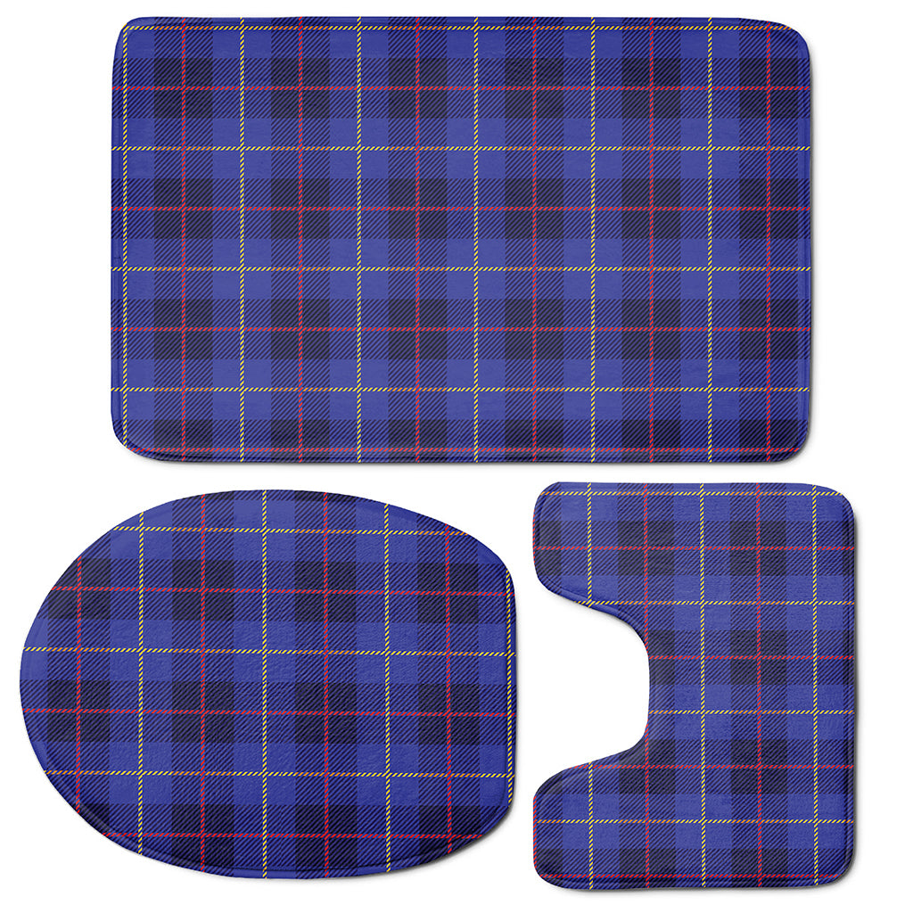 Deep Blue Stewart Tartan Print 3 Piece Bath Mat Set