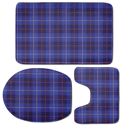 Deep Blue Stewart Tartan Print 3 Piece Bath Mat Set