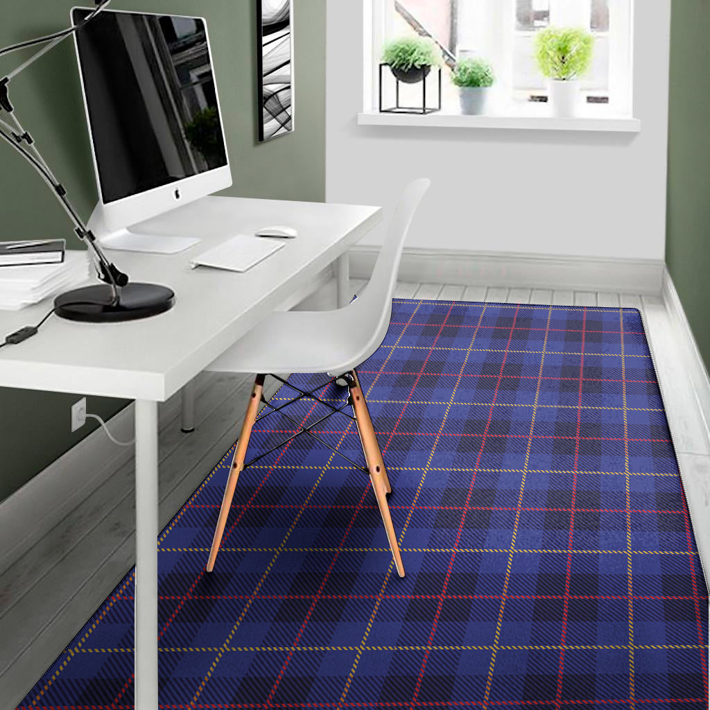 Deep Blue Stewart Tartan Print Area Rug