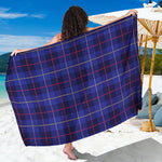 Deep Blue Stewart Tartan Print Beach Sarong Wrap