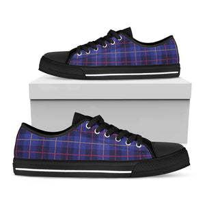 Deep Blue Stewart Tartan Print Black Low Top Shoes