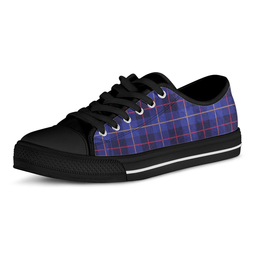 Deep Blue Stewart Tartan Print Black Low Top Shoes