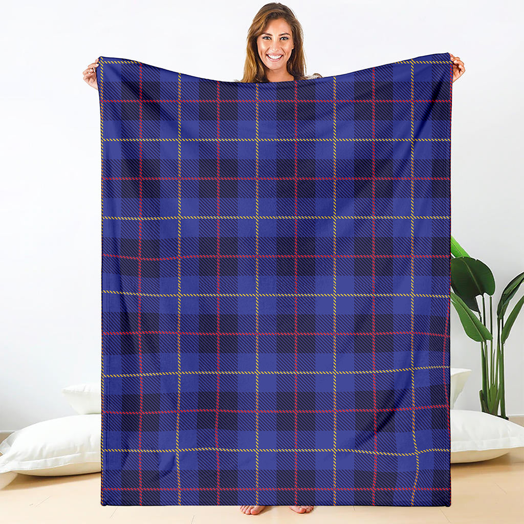 Deep Blue Stewart Tartan Print Blanket