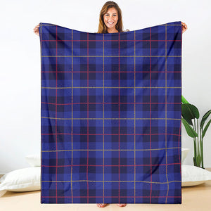 Deep Blue Stewart Tartan Print Blanket