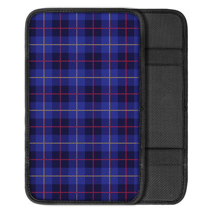 Deep Blue Stewart Tartan Print Car Center Console Cover