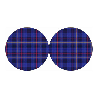Deep Blue Stewart Tartan Print Car Coasters