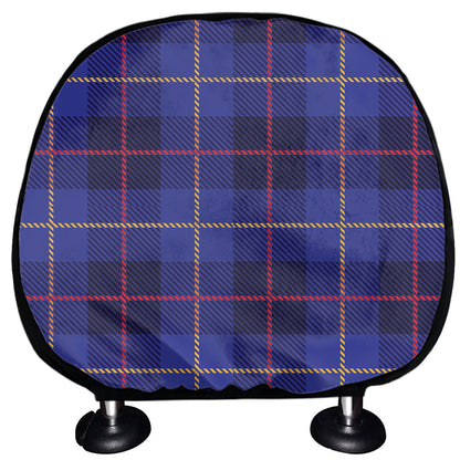 Deep Blue Stewart Tartan Print Car Headrest Covers