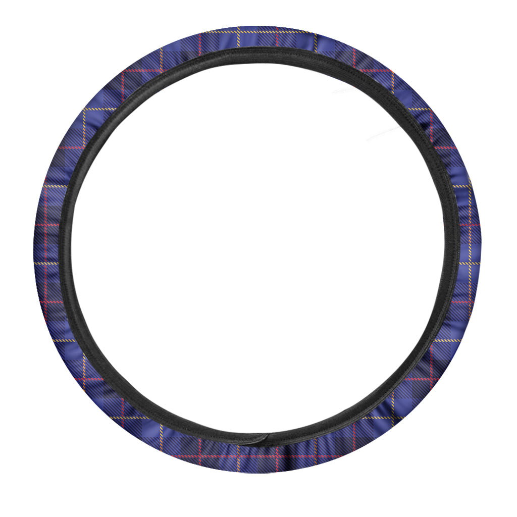 Deep Blue Stewart Tartan Print Car Steering Wheel Cover