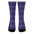 Deep Blue Stewart Tartan Print Crew Socks