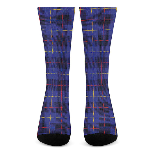Deep Blue Stewart Tartan Print Crew Socks