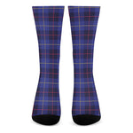 Deep Blue Stewart Tartan Print Crew Socks