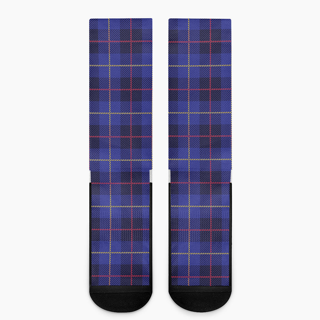 Deep Blue Stewart Tartan Print Crew Socks