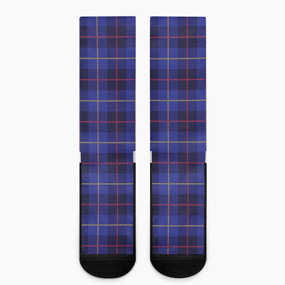 Deep Blue Stewart Tartan Print Crew Socks