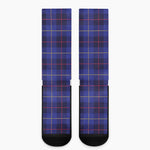 Deep Blue Stewart Tartan Print Crew Socks