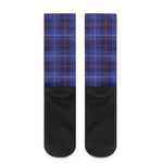 Deep Blue Stewart Tartan Print Crew Socks