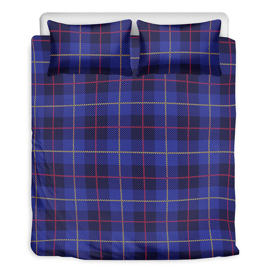 Deep Blue Stewart Tartan Print Duvet Cover Bedding Set