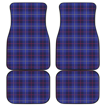 Deep Blue Stewart Tartan Print Front and Back Car Floor Mats