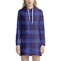Deep Blue Stewart Tartan Print Pullover Hoodie Dress