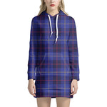 Deep Blue Stewart Tartan Print Hoodie Dress