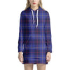 Deep Blue Stewart Tartan Print Hoodie Dress