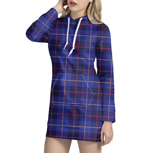 Deep Blue Stewart Tartan Print Hoodie Dress