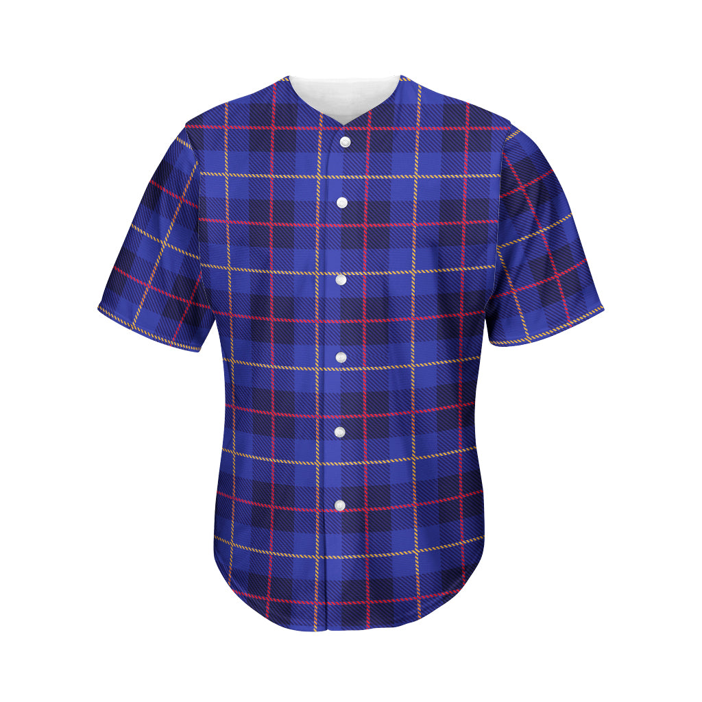 Deep Blue Stewart Tartan Print Men's Baseball Jersey