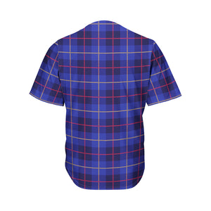 Deep Blue Stewart Tartan Print Men's Baseball Jersey