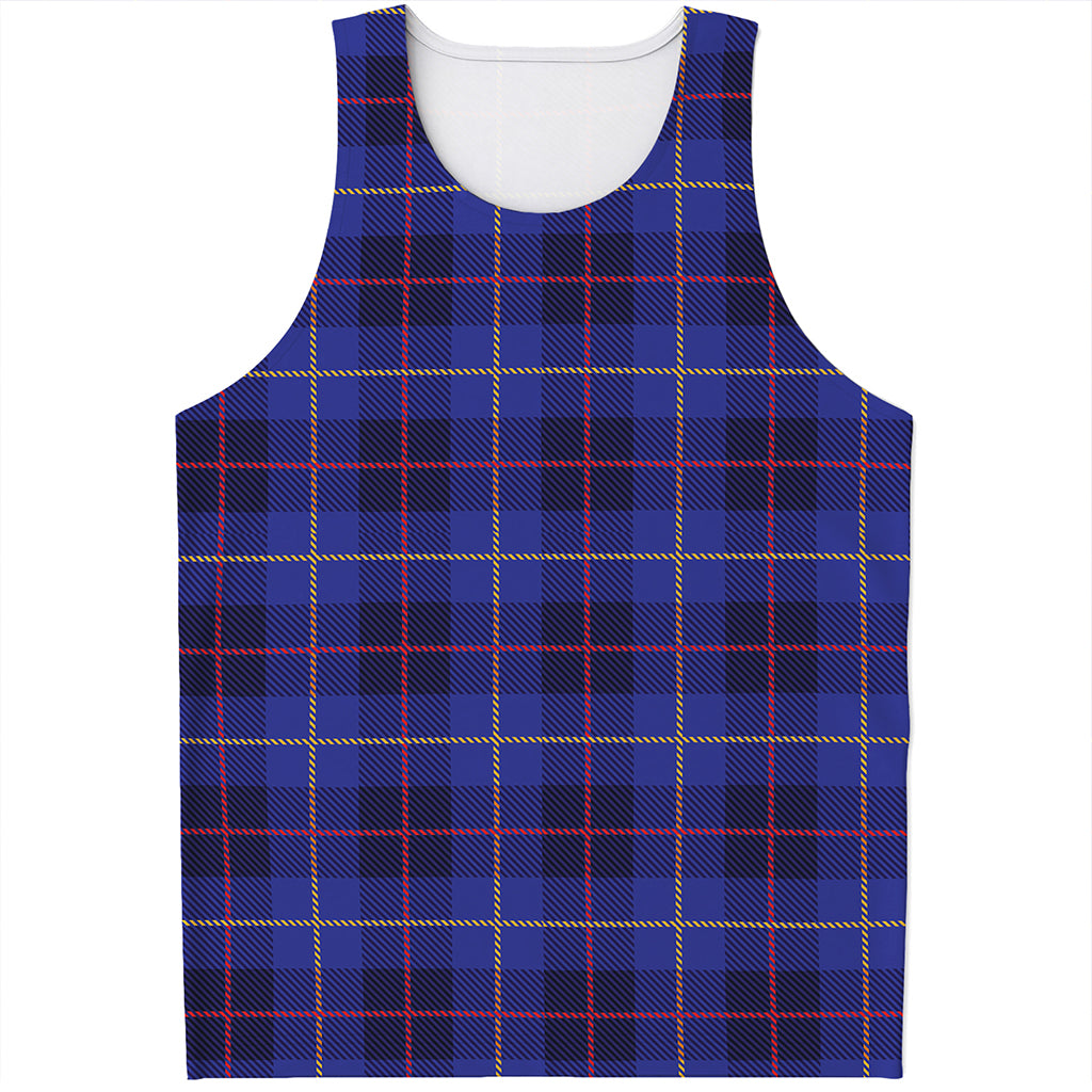 Deep Blue Stewart Tartan Print Men's Tank Top