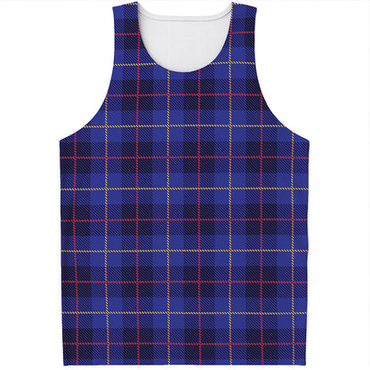 Deep Blue Stewart Tartan Print Men's Tank Top