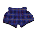 Deep Blue Stewart Tartan Print Muay Thai Boxing Shorts