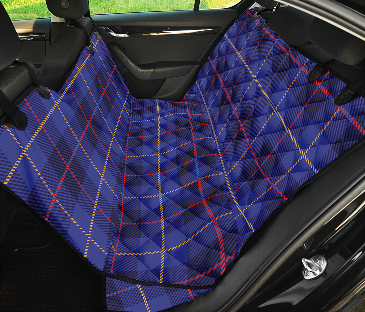 Deep Blue Stewart Tartan Print Pet Car Back Seat Cover