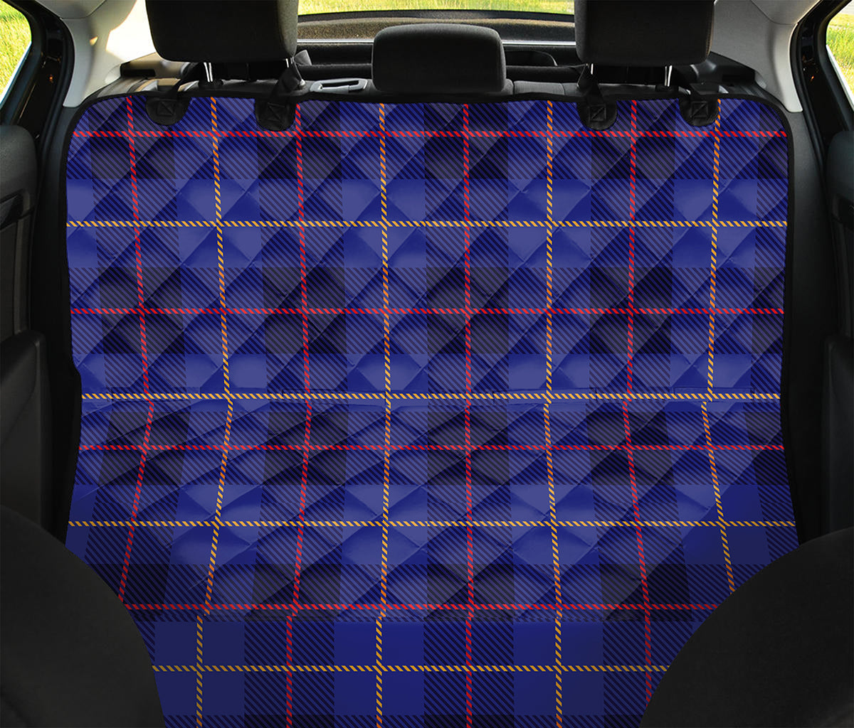 Deep Blue Stewart Tartan Print Pet Car Back Seat Cover